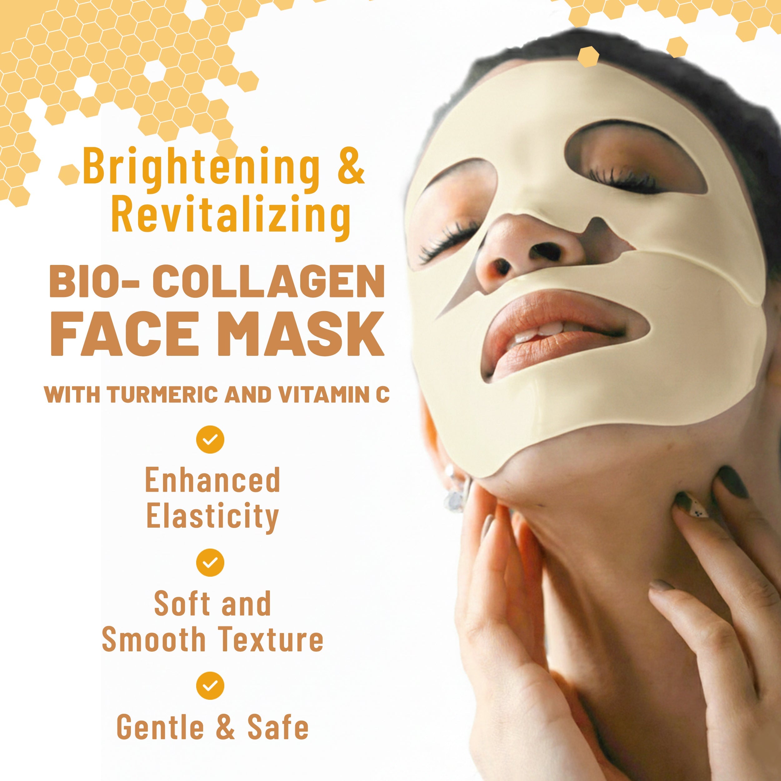 Bio-Collagen Hydrogel Face Mask, Brightening & Illuminating Mask with Turmeric & Vitamin C, 6 Masks