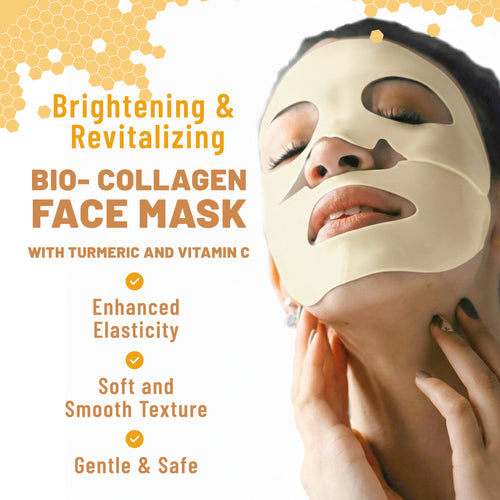 Bio-Collagen Hydrogel Face Mask, Brightening & Illuminating Mask with Turmeric & Vitamin C, 6 Masks