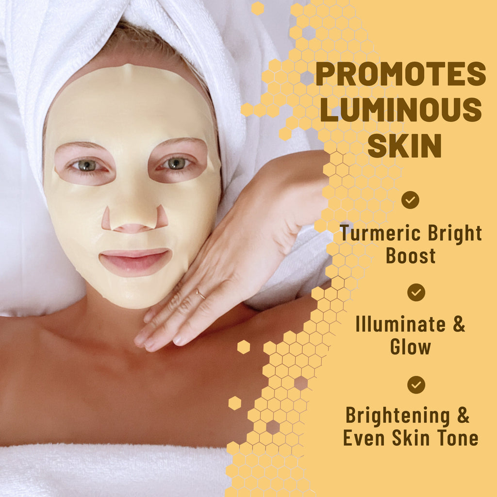 Bio-Collagen Hydrogel Face Mask, Brightening & Illuminating Mask with Turmeric & Vitamin C, 6 Masks