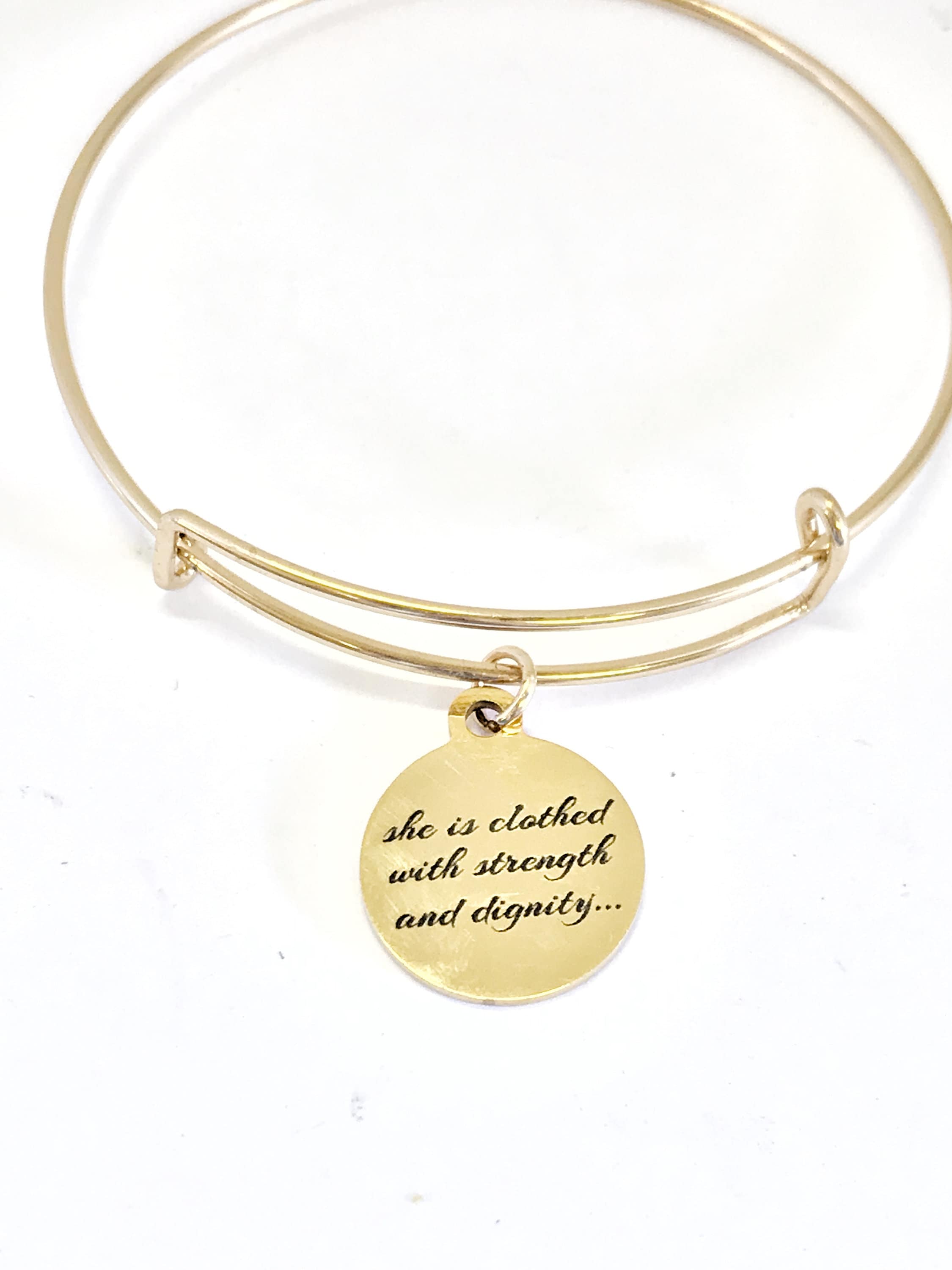 Christian Bracelet, Christian Woman Gift, Christian Daughter, She Is Clothed With Strength And Dignity Bracelet, Proverbs 31 25 Bracelet